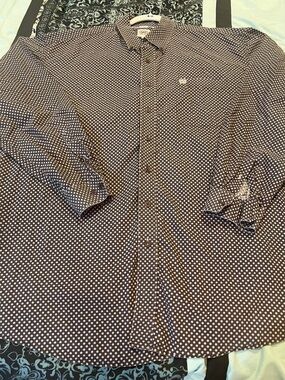Cinch Men's Brown and White Polka Dot Button-Down Shirt